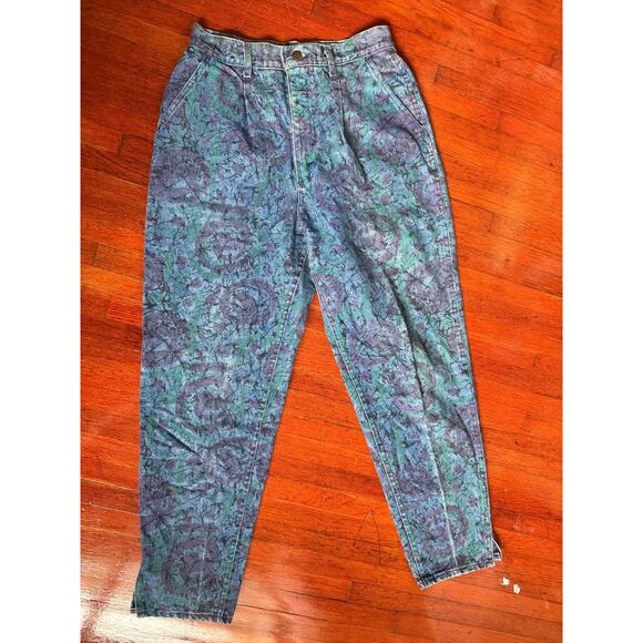 Vintage 80's Lee Purple Blue High Waist Tapered Mom Denim Jeans 30X33 size 13 M - Picture 1 of 6
